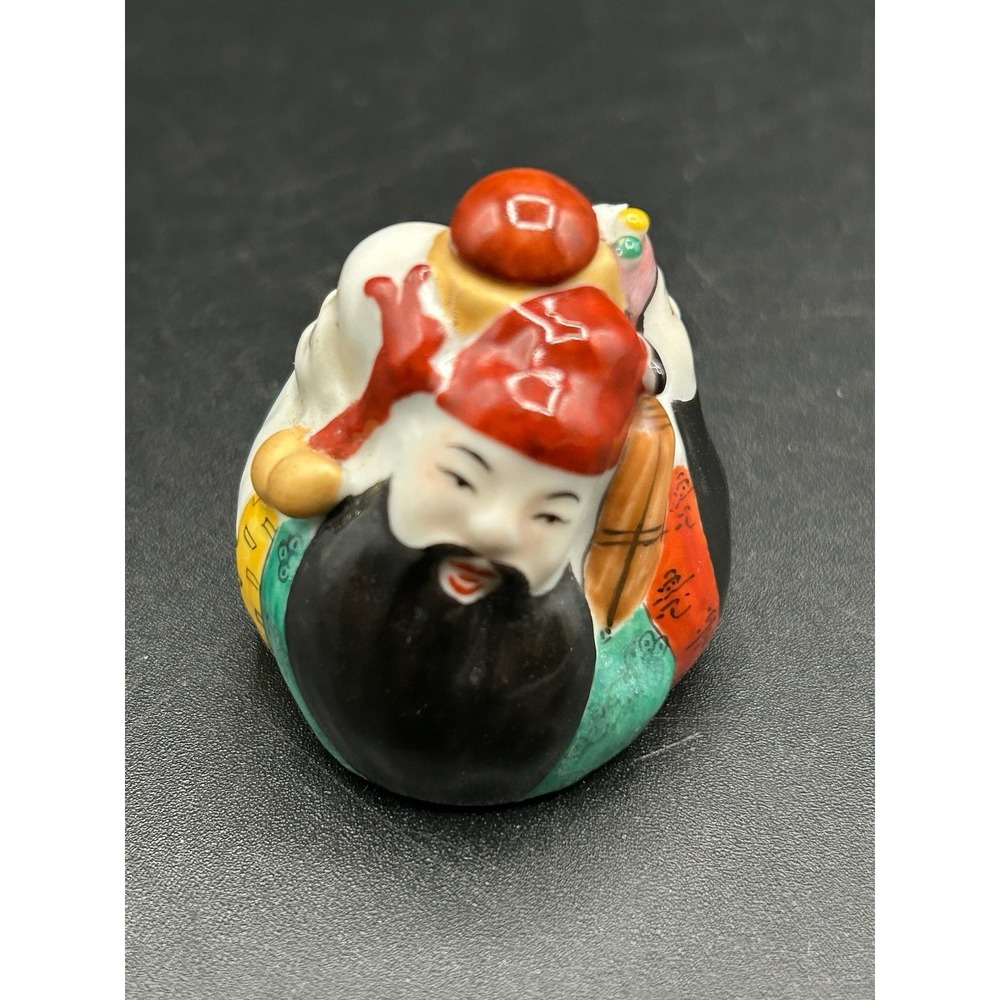 VTG Chinese Porcelain Figural Snuff Bottle Three Gods Faces Guangxu Mark